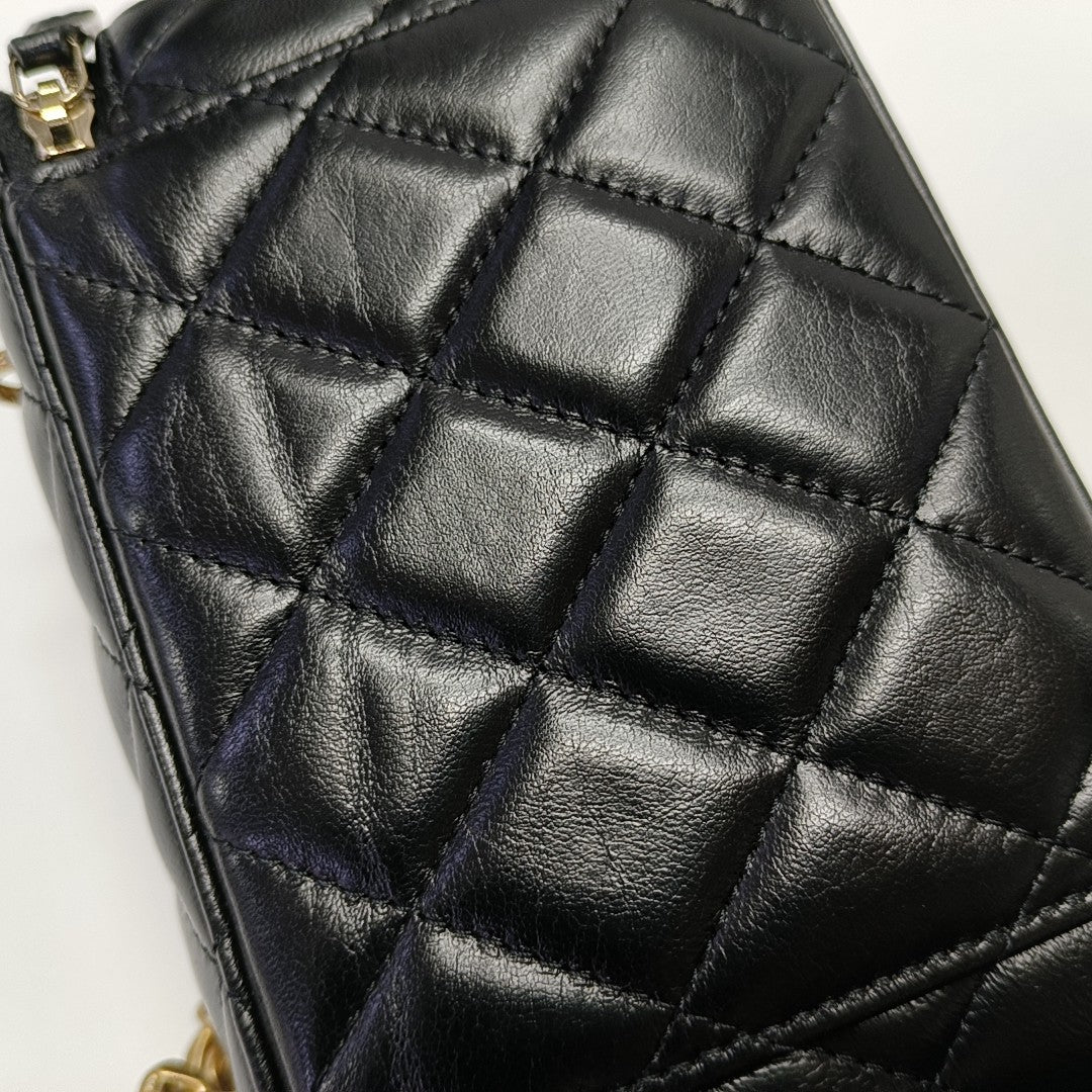 VANITY CASE Small Quilted Lambskin Black