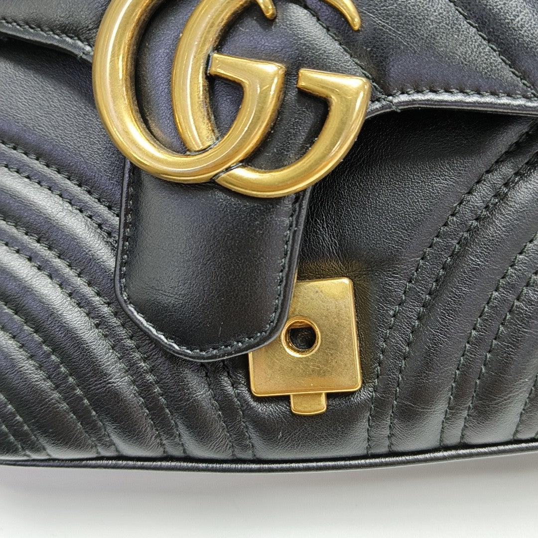 GG Marmont Small Quilted Calfskin Black
