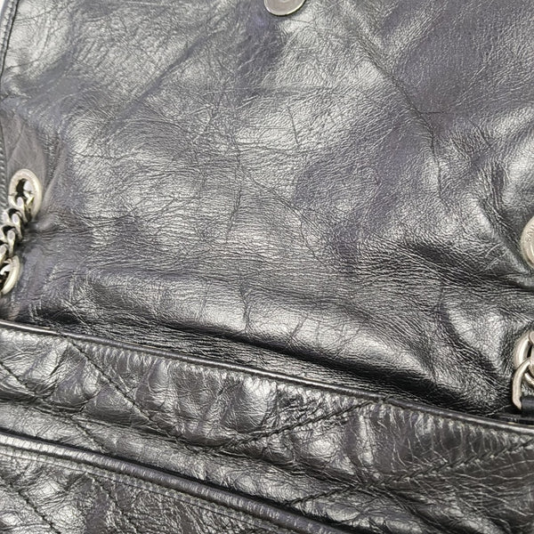 NIKI Medium Chevron Calfskin Black