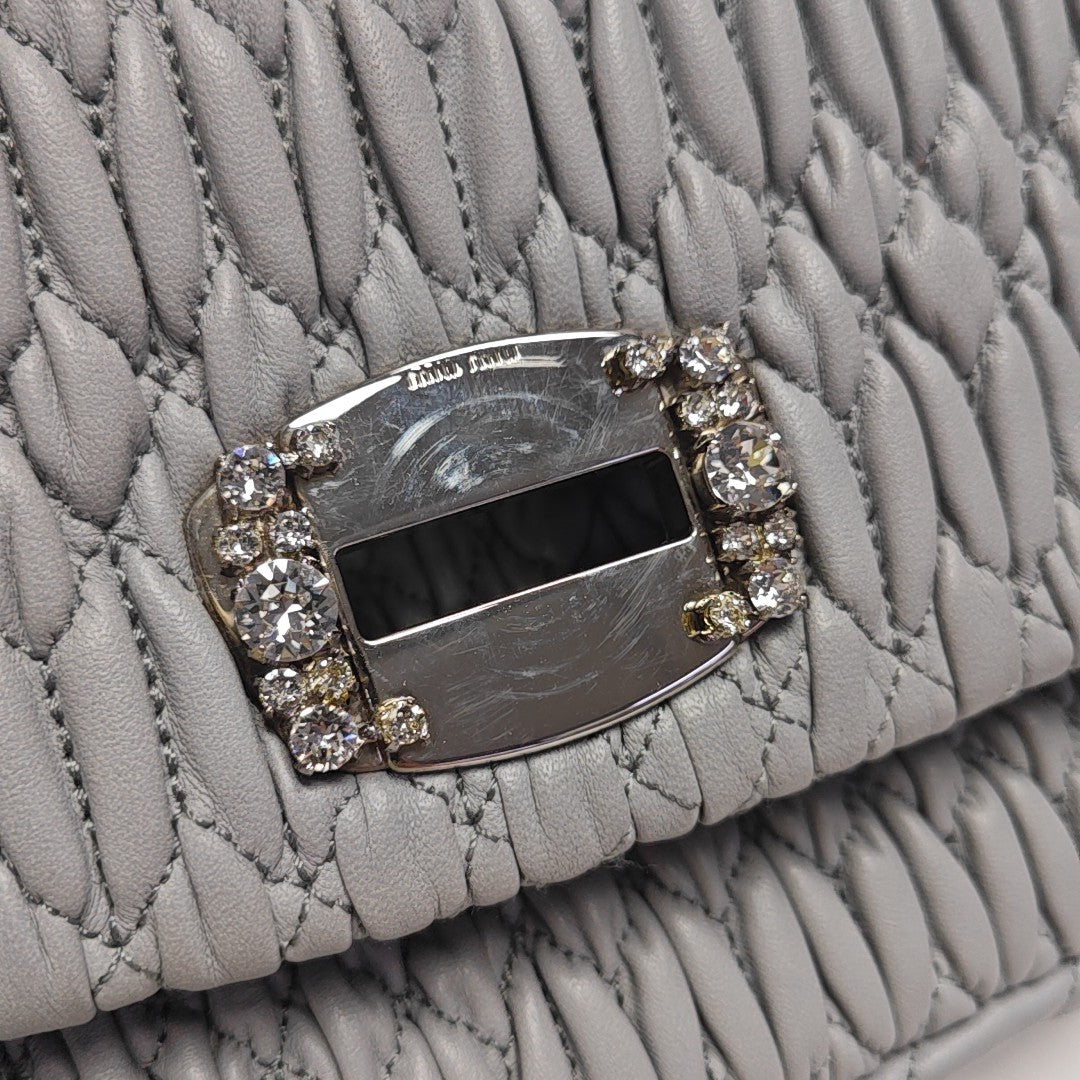 Crystal Quilted Lambskin Gray