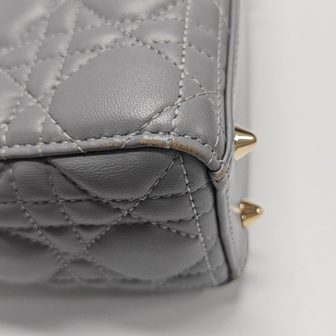 Lady Dior Small Cannage Lambskin Gray
