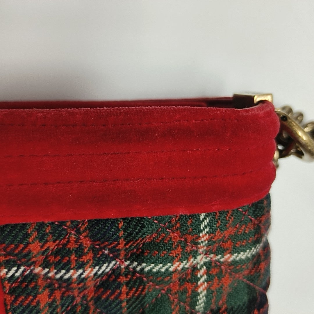 BOY CHANEL Small Quilted Velvet Red
