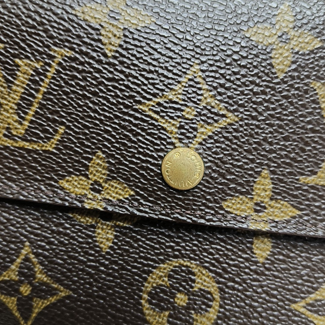 PORTE MONNAIE Monogram Coated Canvas Brown Wallet