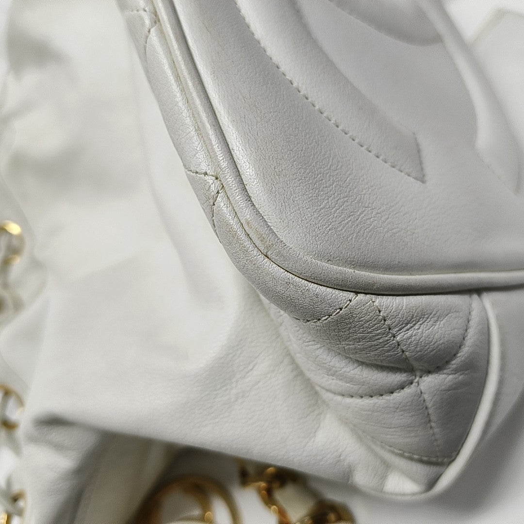 DRAWSTRING Quilted Calfskin White