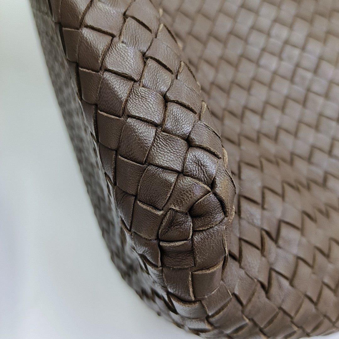 Lambskin Top Handle Bag Brown