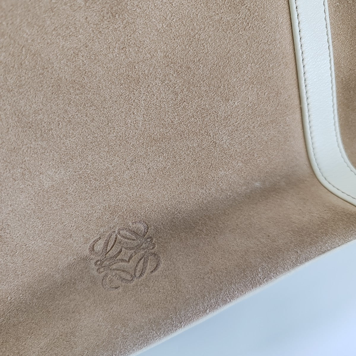 Suede Top Handle Bag Beige