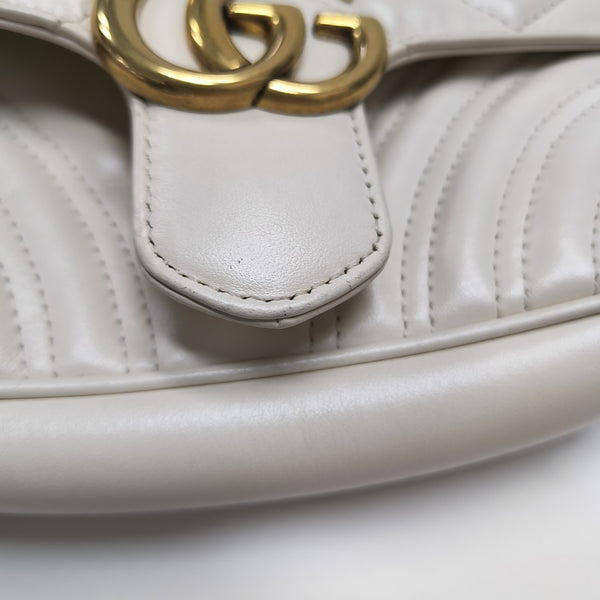 GG Marmont Small Quilted Calfskin White