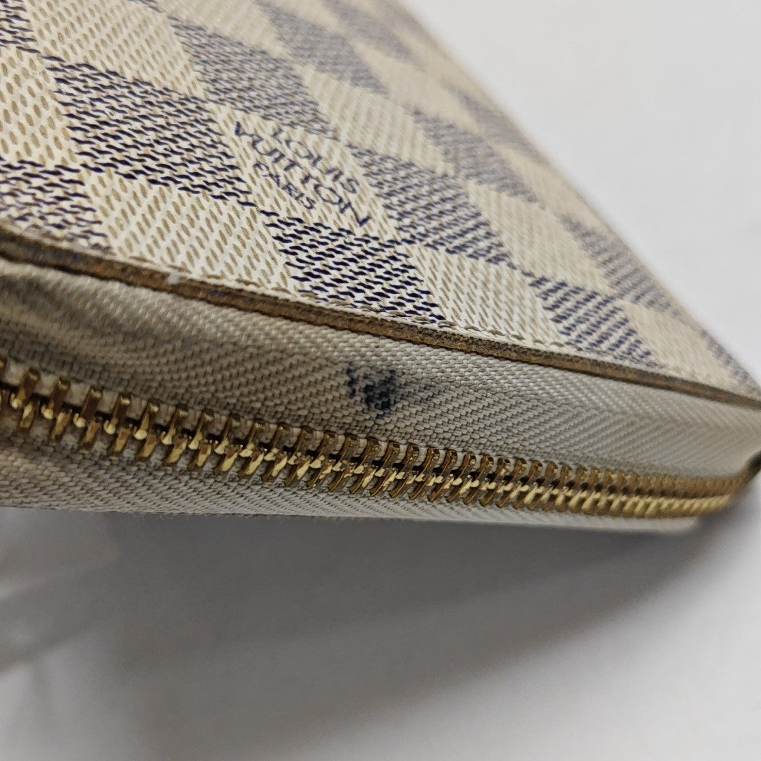 ZIPPY Damier Azur Coated Canvas White Wallet