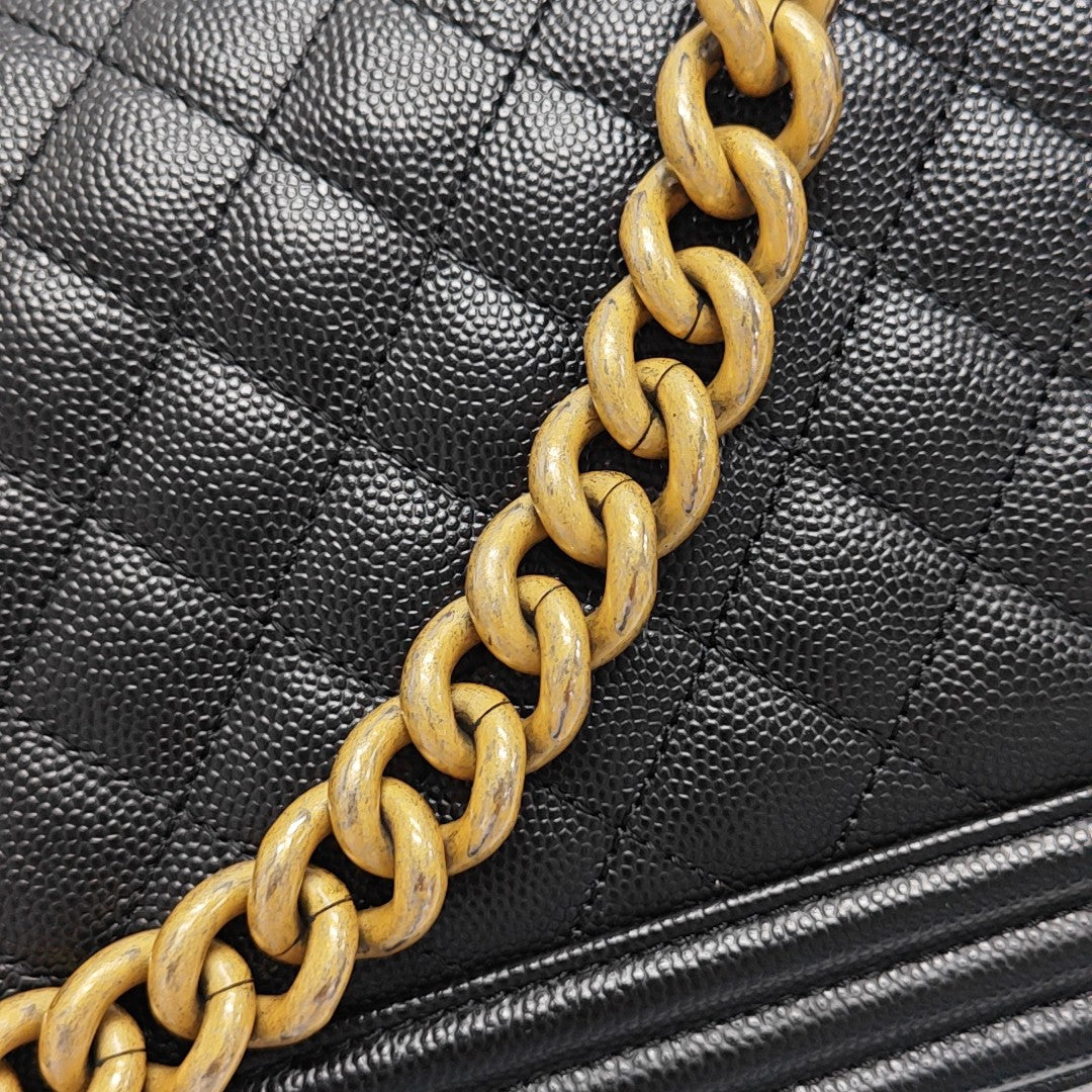 BOY CHANEL Medium Quilted Grained Calfskin Black