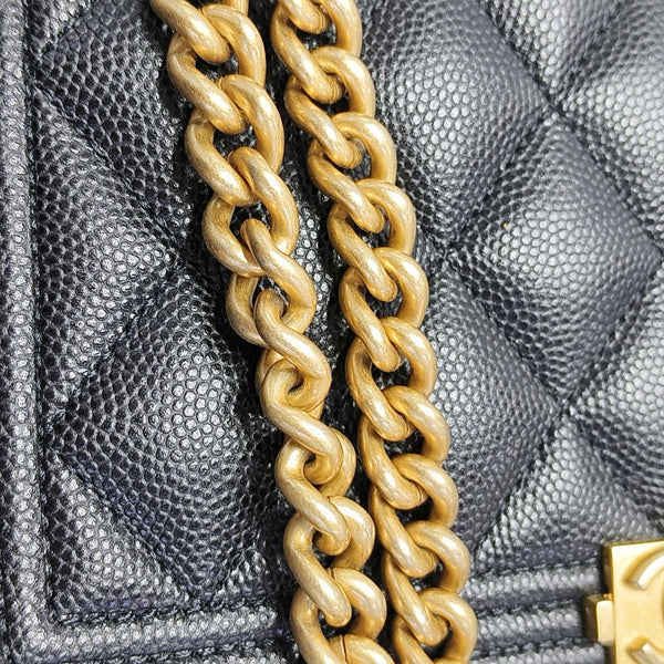 BOY CHANEL Mini Quilted Grained Calfskin Black
