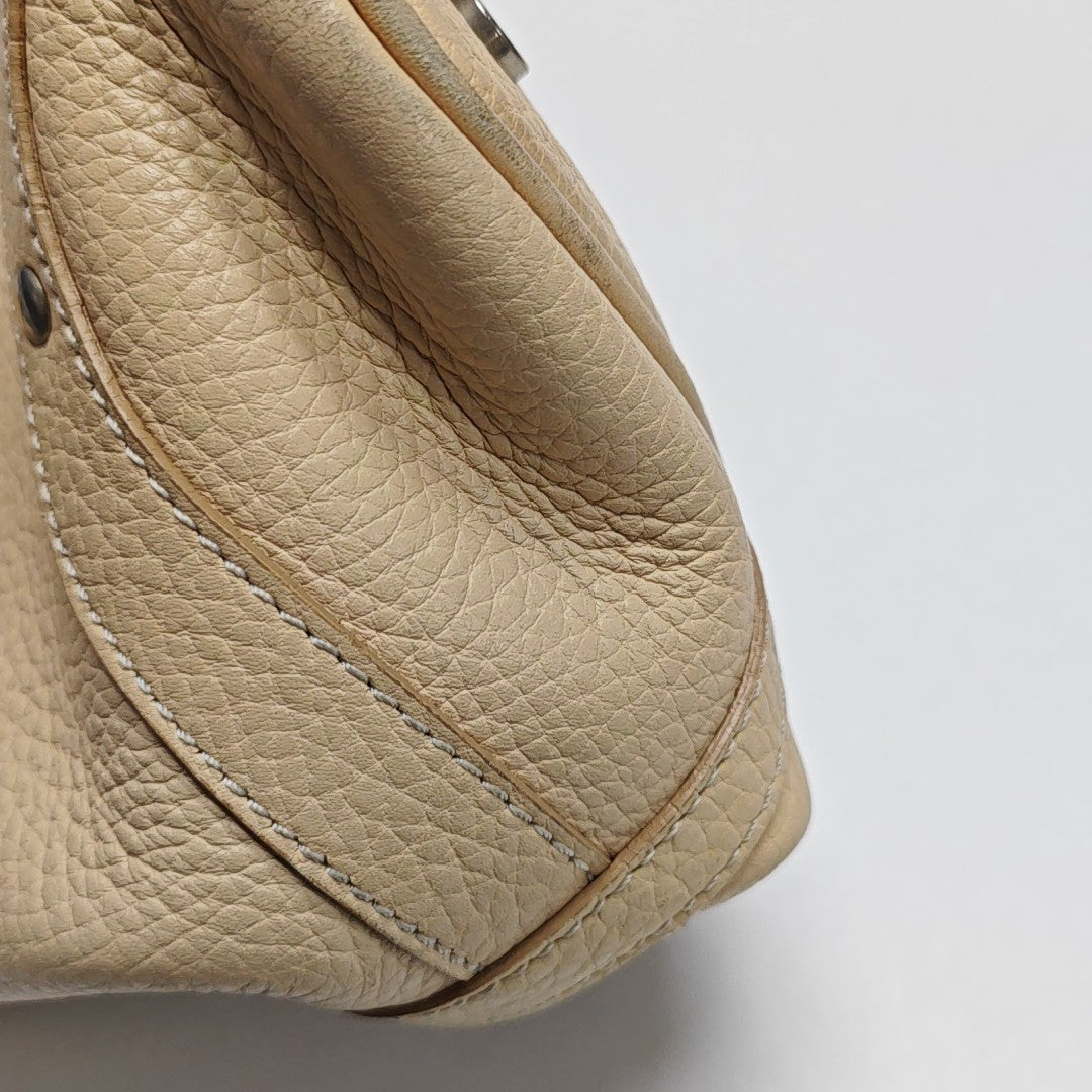 Calfskin Top Handle Bag Beige