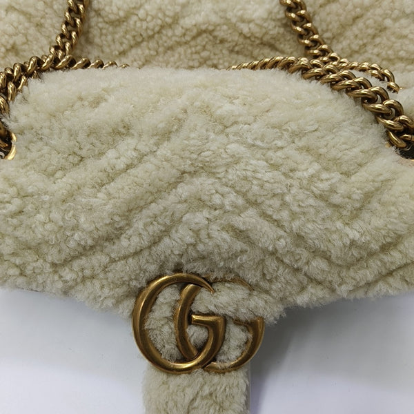 GG Marmont Medium Quilted Sheepskin Beige