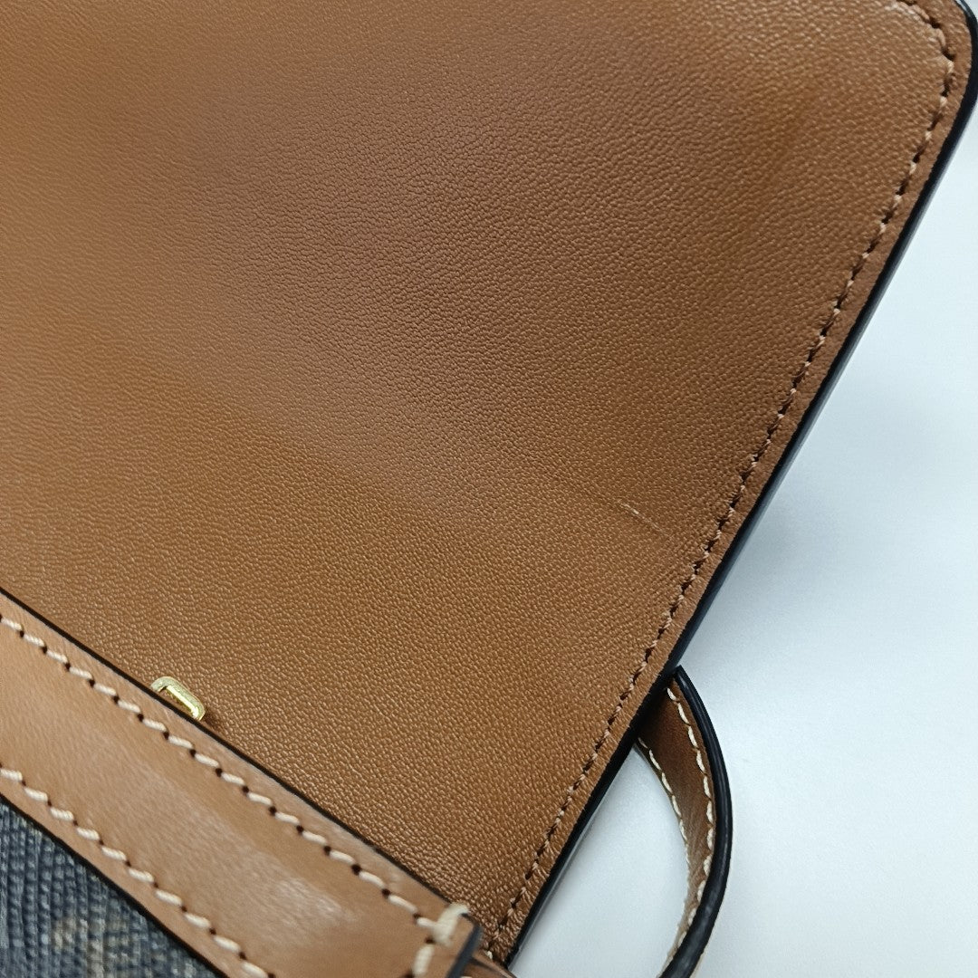 TRIOMPHE Small Coated Canvas Brown