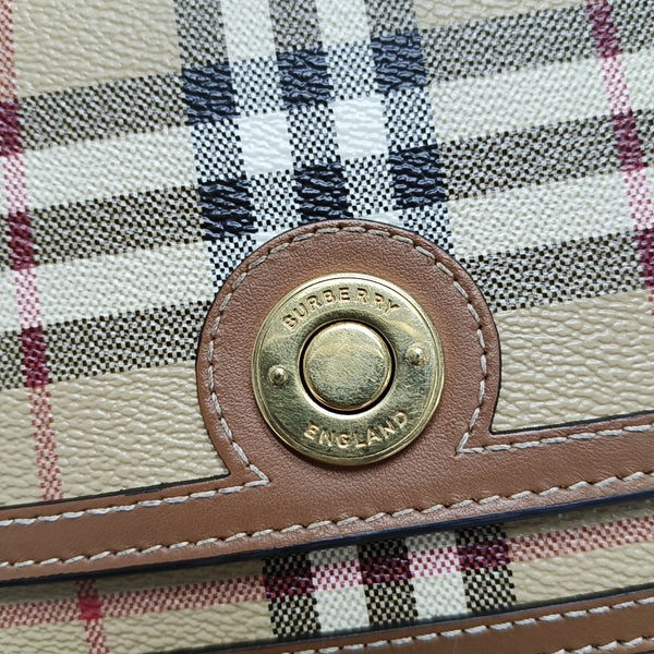 Coated Canvas Crossbody Bag Beige