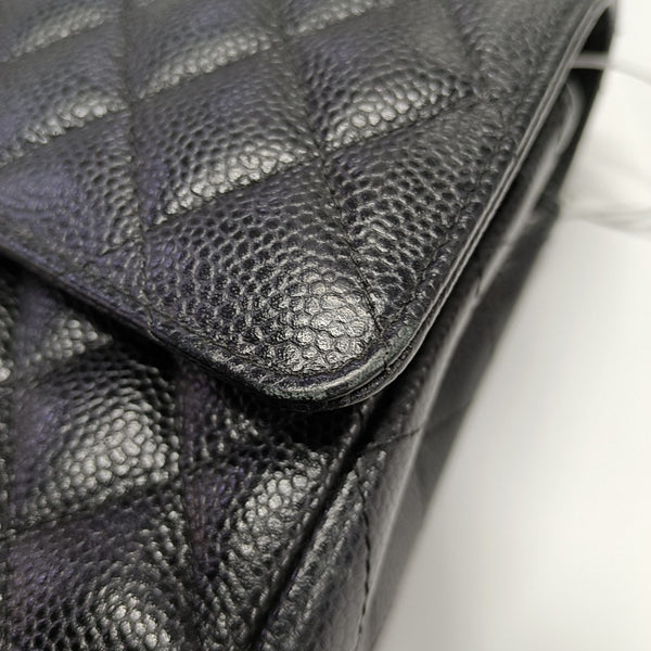 CLASSIC FLAP Medium Quilted Grained Calfskin Black