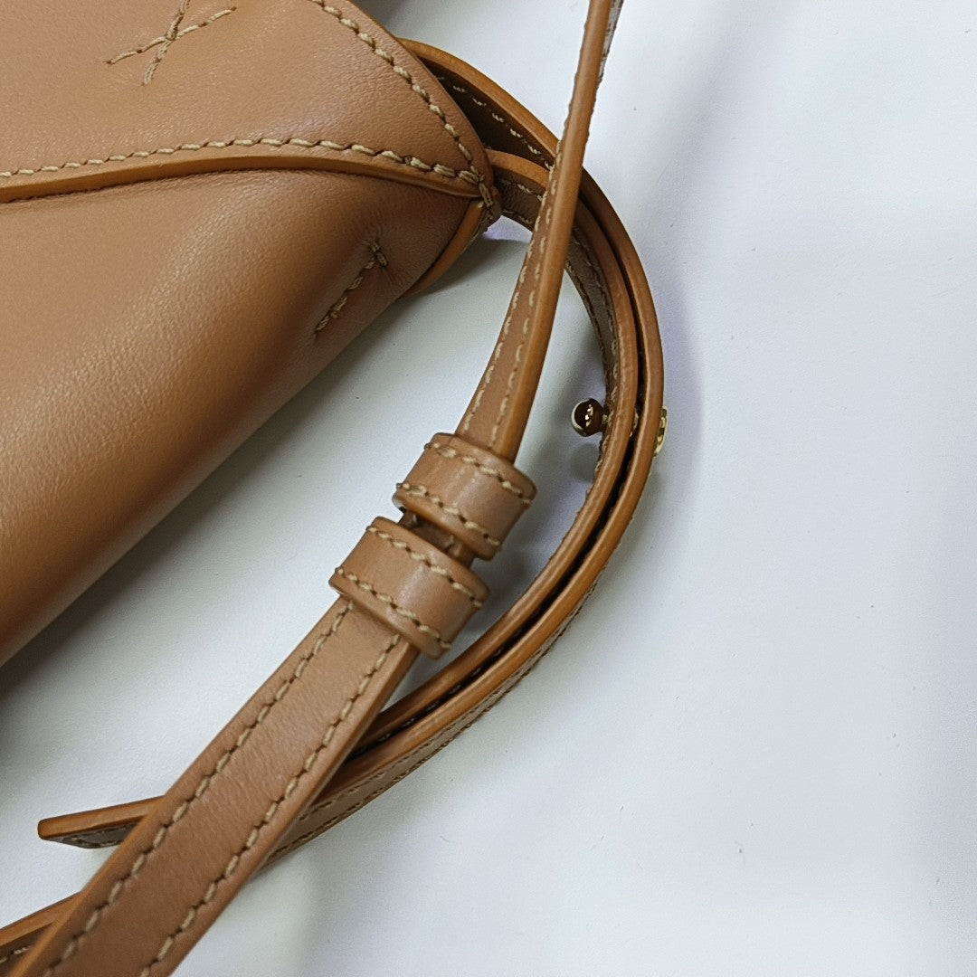 Puzzle Fold Mini Quilted Calfskin Brown