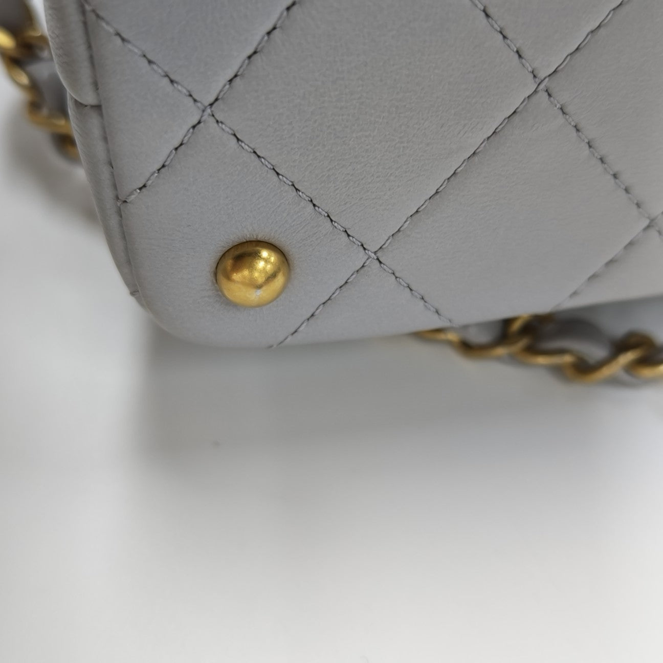 Quilted Calfskin Shoulder Bag Gray