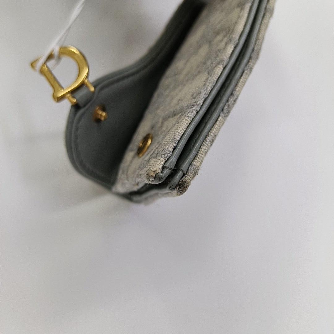 Saddle Mini Oblique Fabric Gray Wallet
