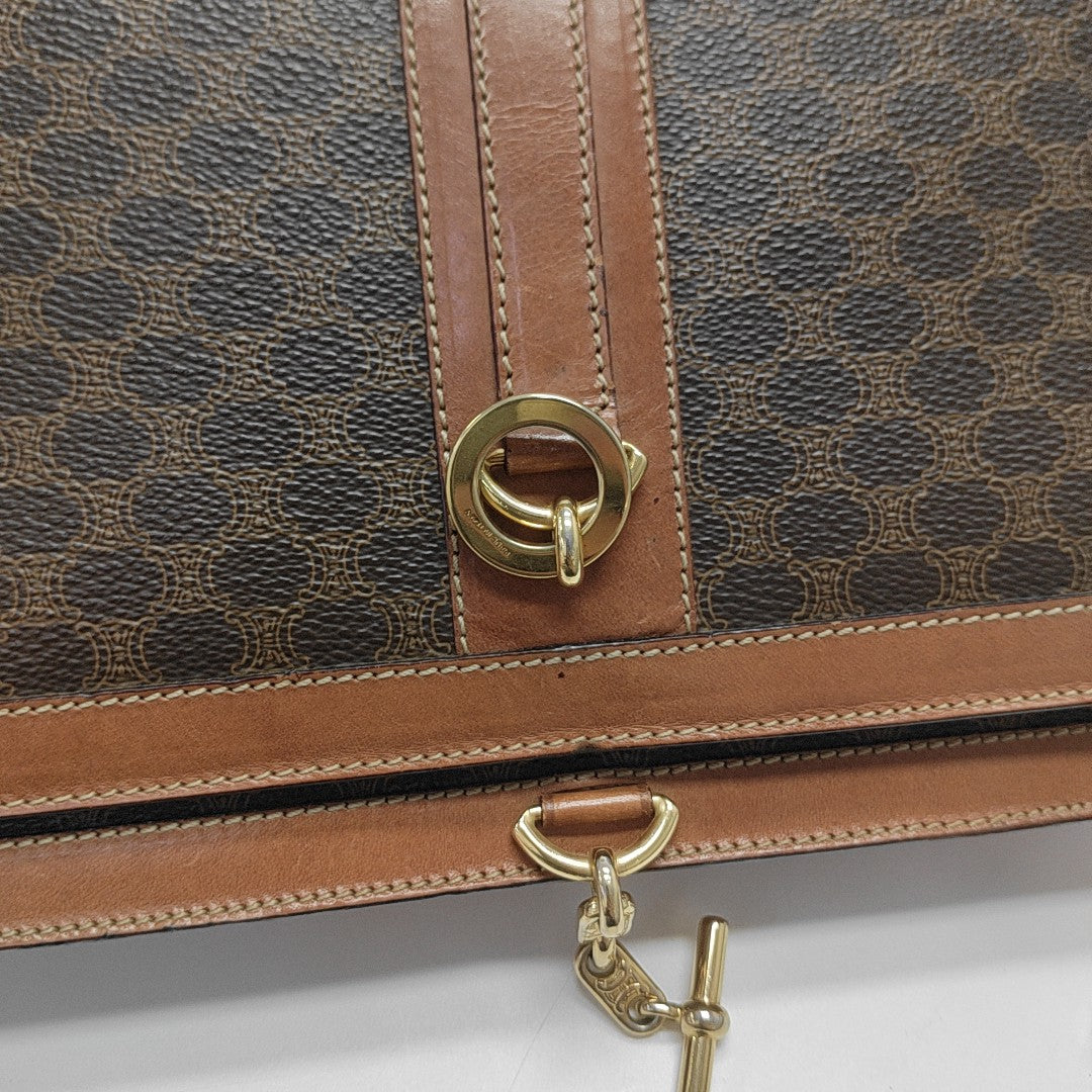 Coated Canvas Shoulder Bag Brown
