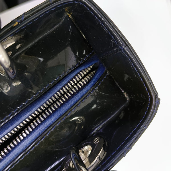 Lady Dior Medium Quilted Patent Leather Blue