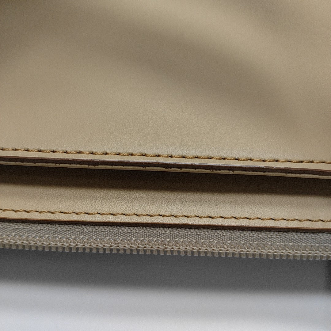 Leather Tote Bag Beige