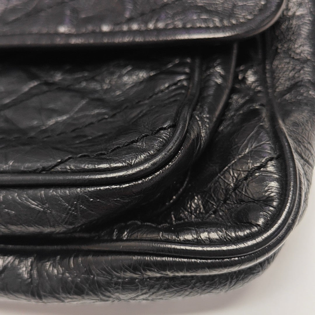 NIKI Medium Chevron Calfskin Black