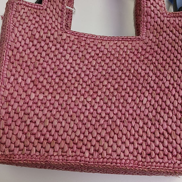 Font Tote Straw Pink