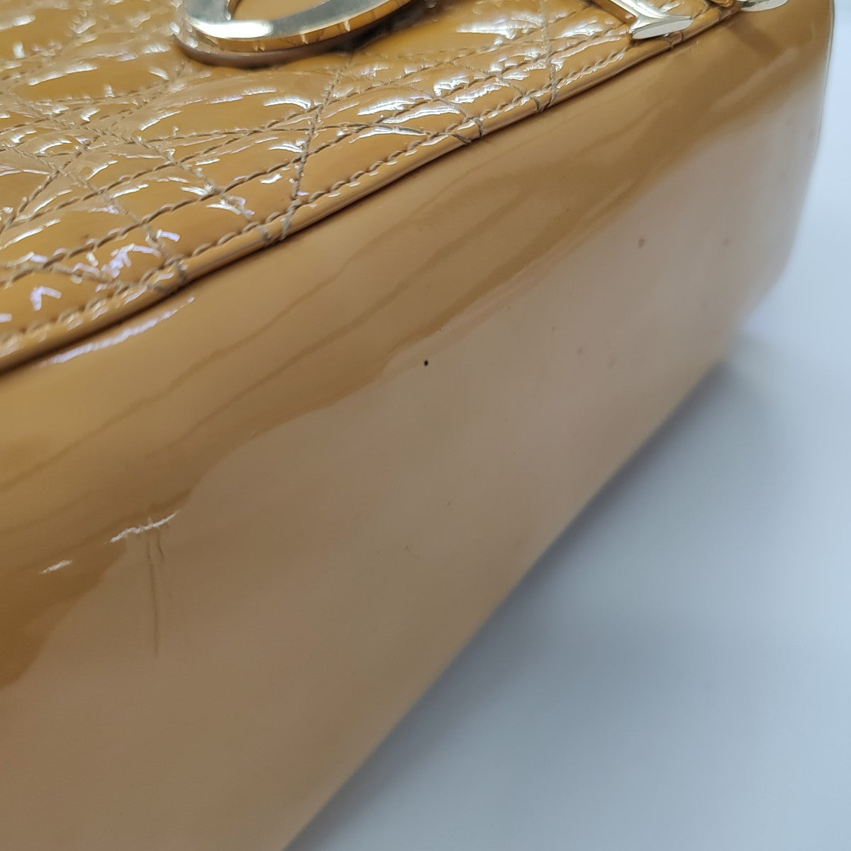 Lady Dior Medium Cannage Patent Leather Yellow