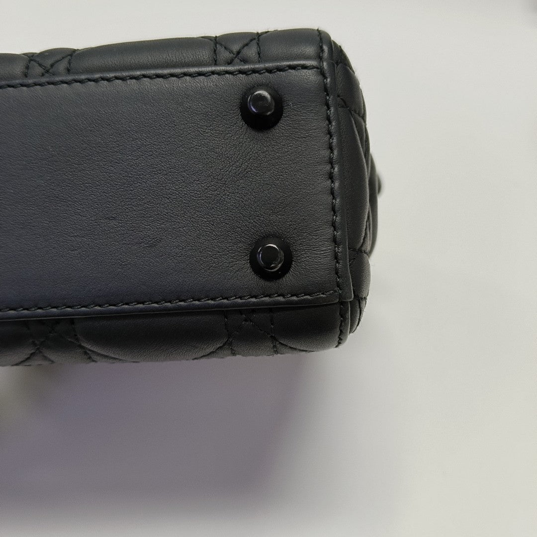 Lady Dior Mini Cannage Calfskin Black