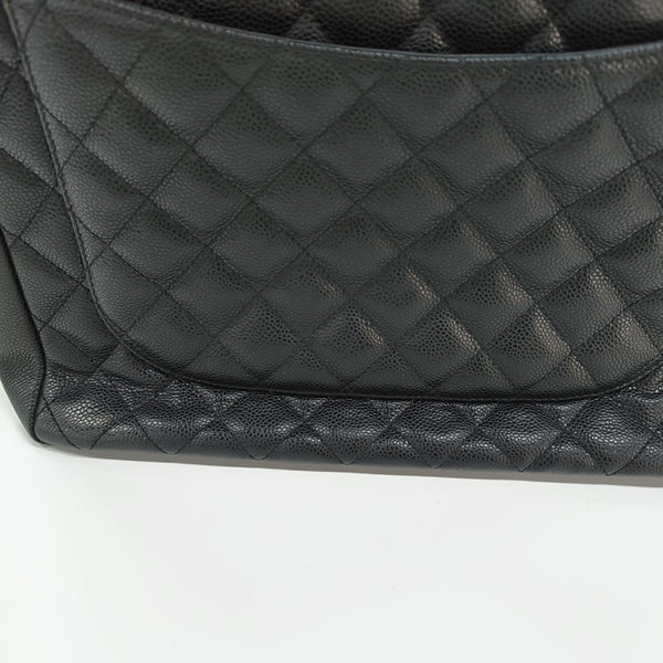CHANEL GST Large Quilted Grained Calfskin Black