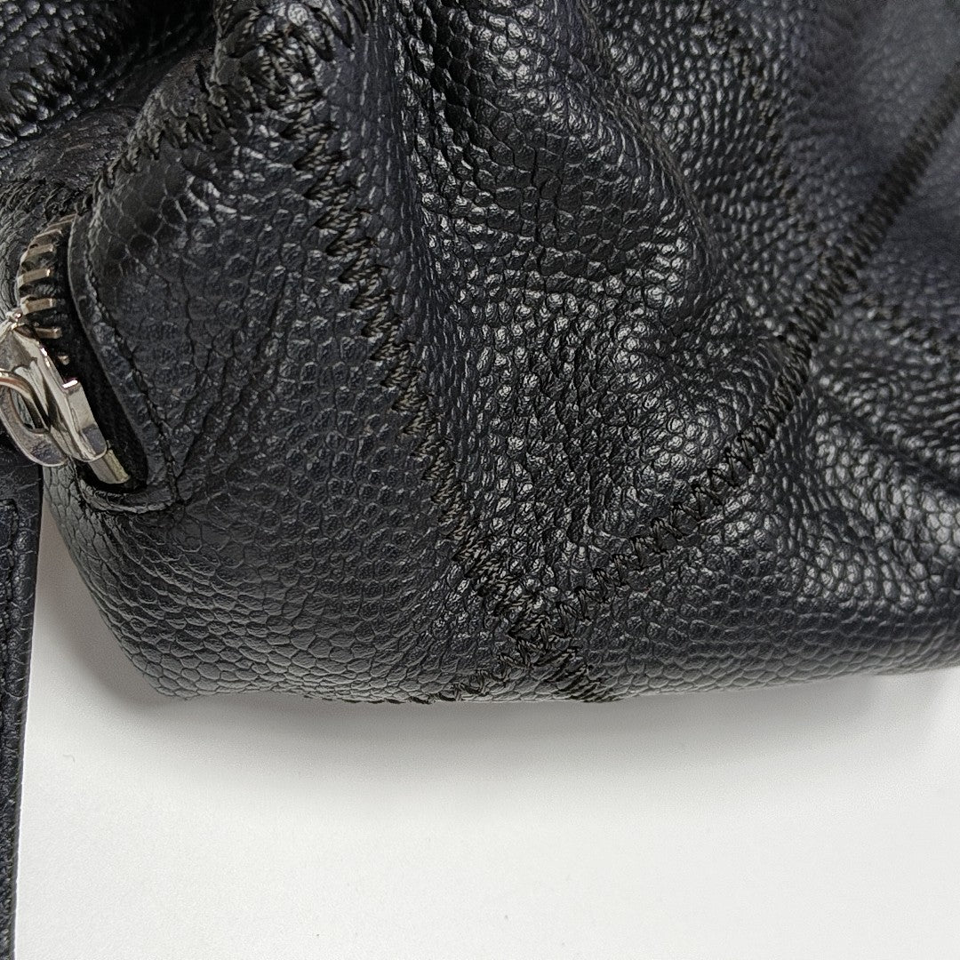 Quilted Grained Calfskin Shoulder Bag Black