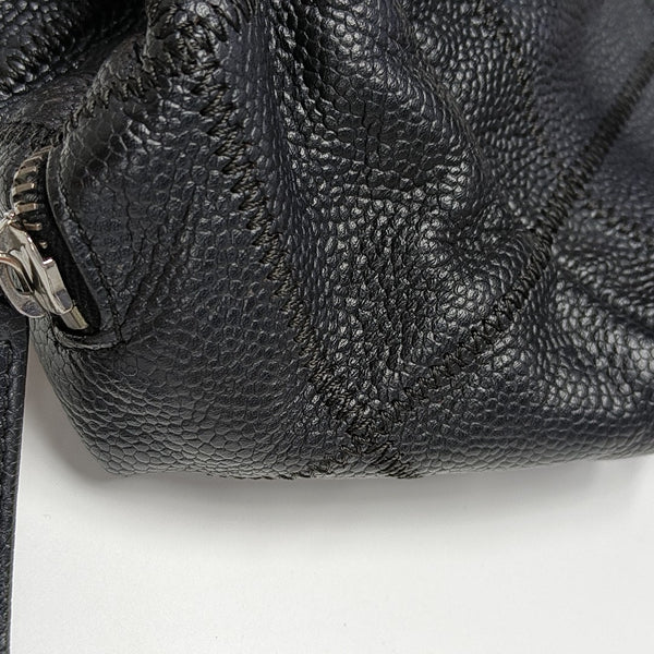 Quilted Grained Calfskin Shoulder Bag Black