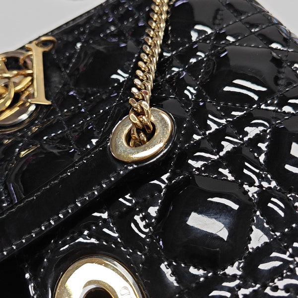 Lady Dior Mini Quilted Patent Leather Black