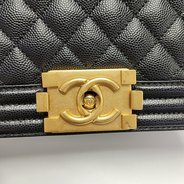 BOY CHANEL Small Quilted Grained Calfskin Black