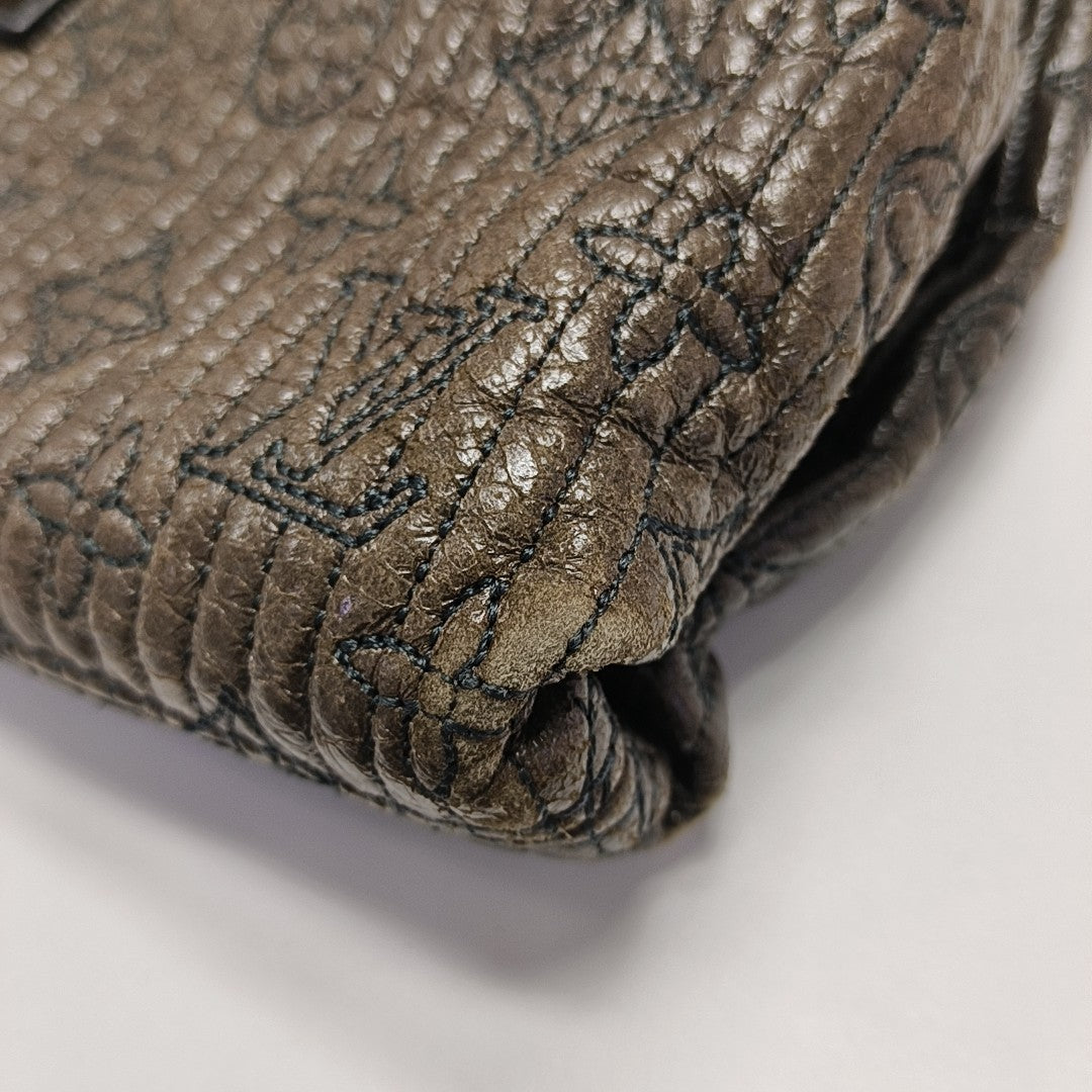 Monogram Lambskin Shoulder Bag Brown