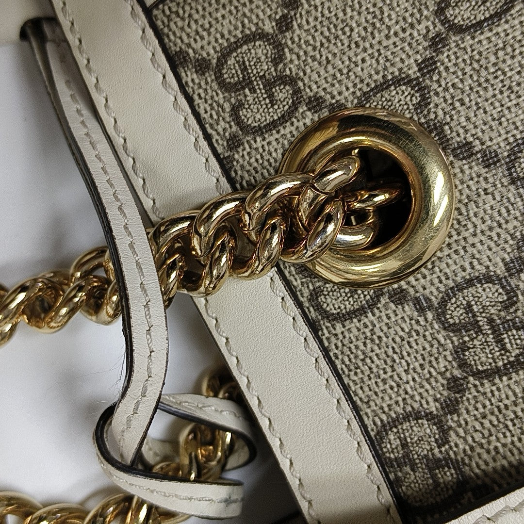 Padlock Small Monogram Coated Canvas Beige