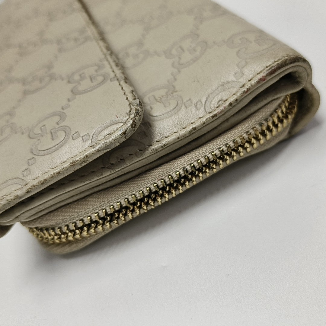 Monogram Leather Wallet Beige