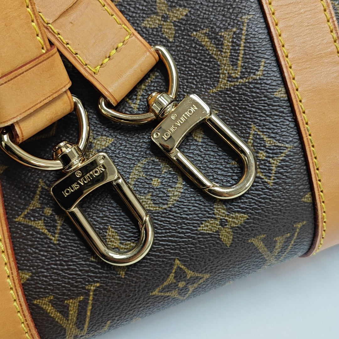 KEEPALL 50 Monogram Coated Canvas Brown