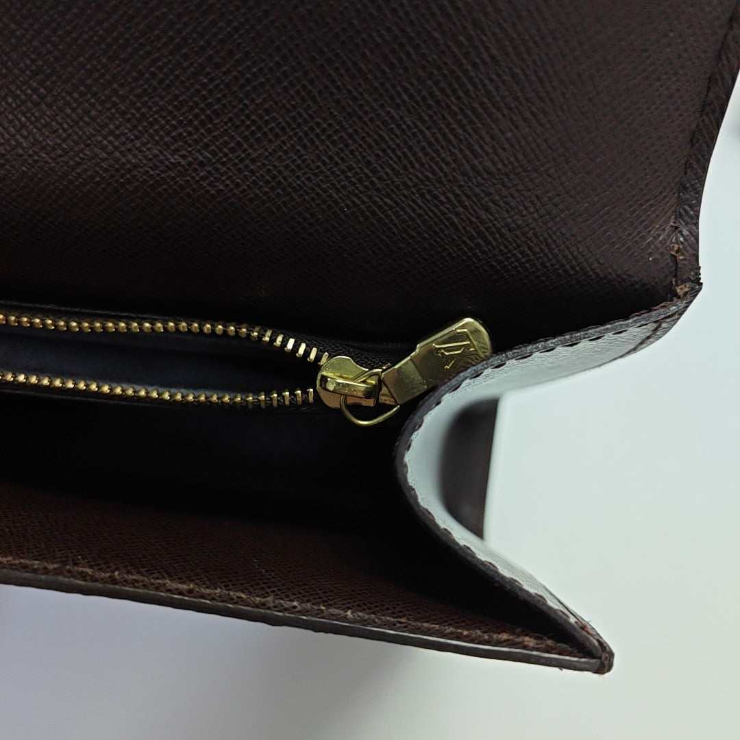 Coated Canvas Top Handle Bag Brown