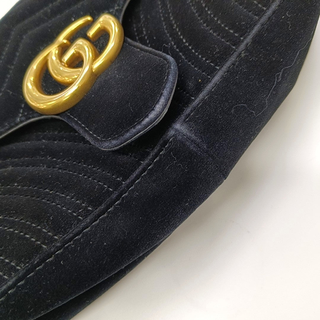 GG Marmont Medium Quilted Velvet Black