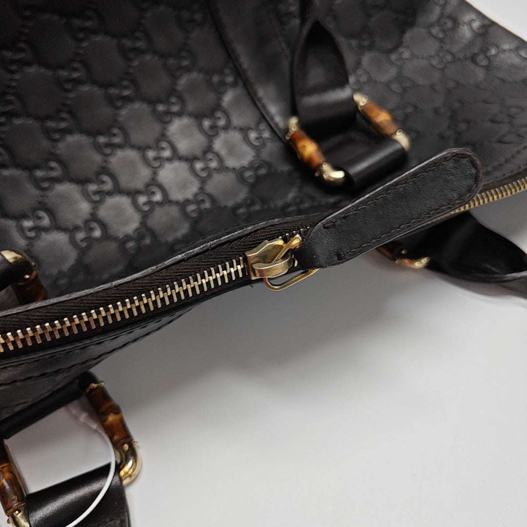 Monogram Calfskin Top Handle Bag Brown