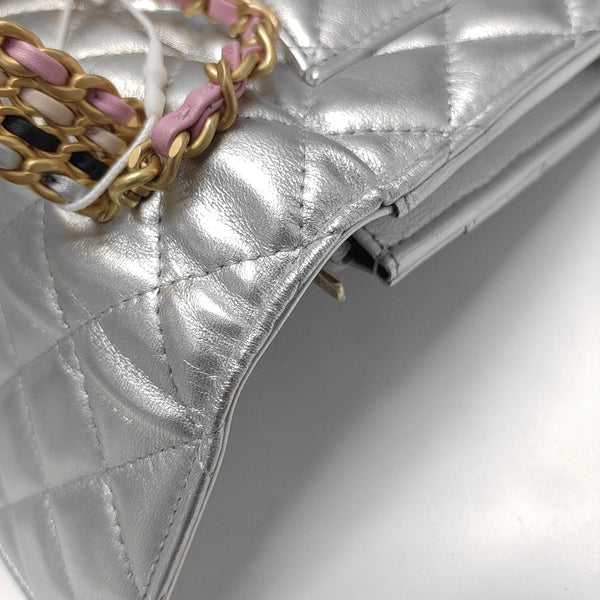 WOC Quilted Lambskin Silver