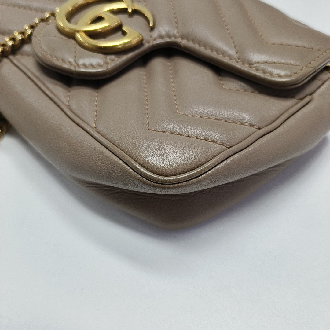 GG Marmont Mini Quilted Calfskin Beige