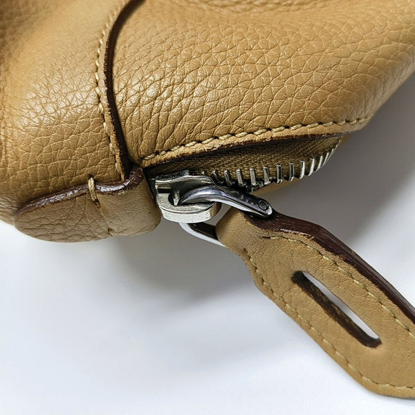 Authenticated pre-owned  Bauletto Saffiano Calfskin Beige - Top Handle Bag at Looply