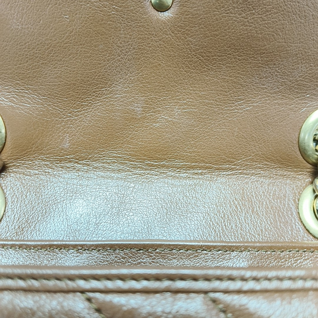 GG Marmont Small Quilted Calfskin Brown