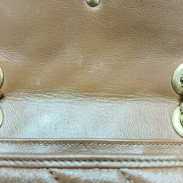 GG Marmont Small Quilted Calfskin Brown
