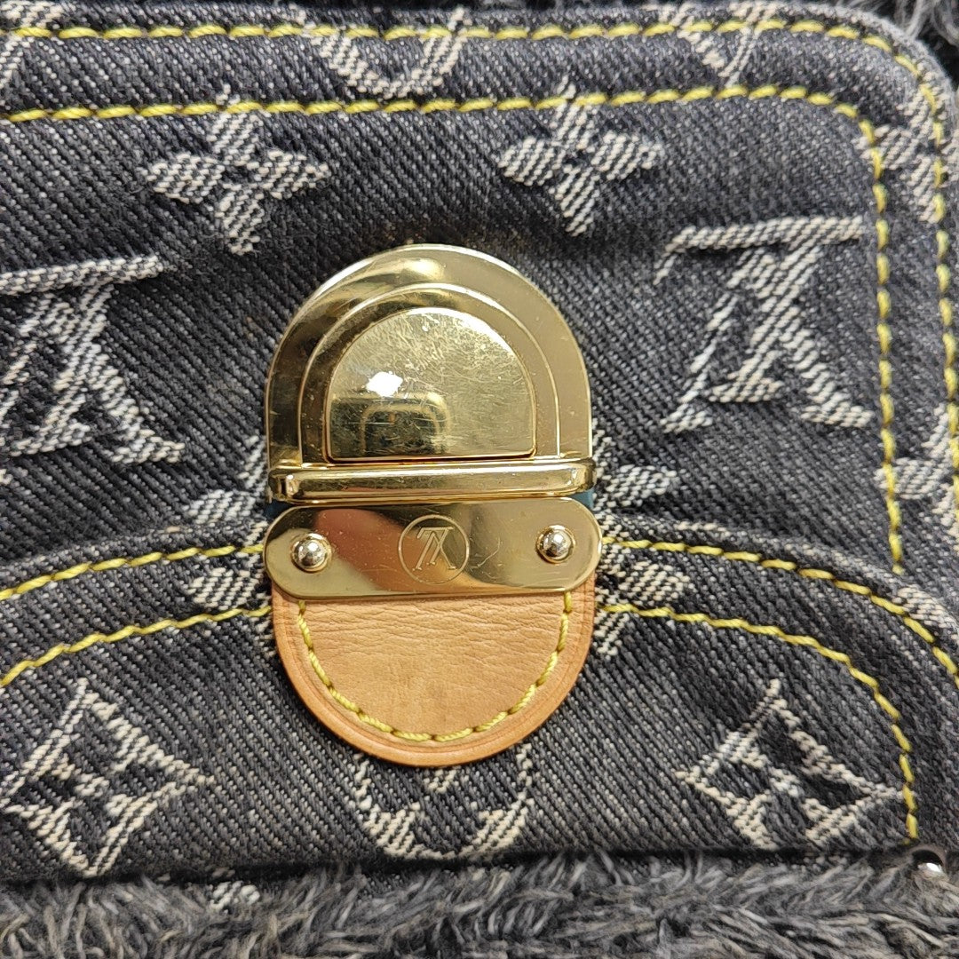 Monogram Denim Top Handle Bag Black