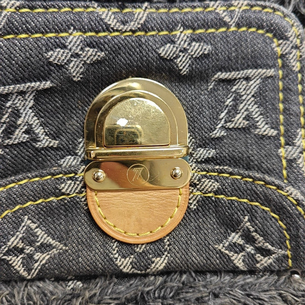 Monogram Denim Top Handle Bag Black