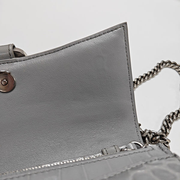Hourglass Wallet On Chain Mini Calfskin Gray
