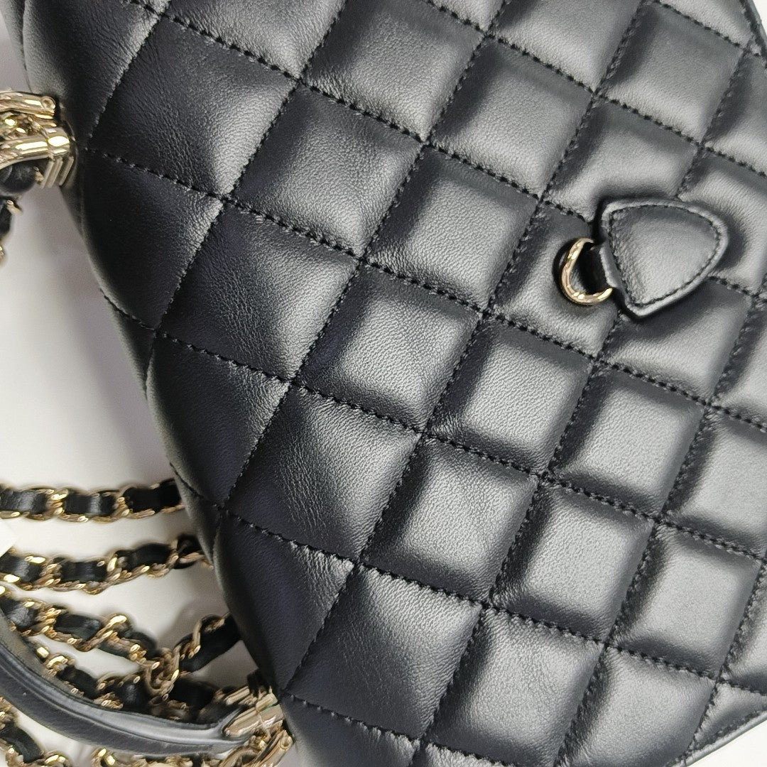 Quilted Lambskin Shoulder Bag Mini Black